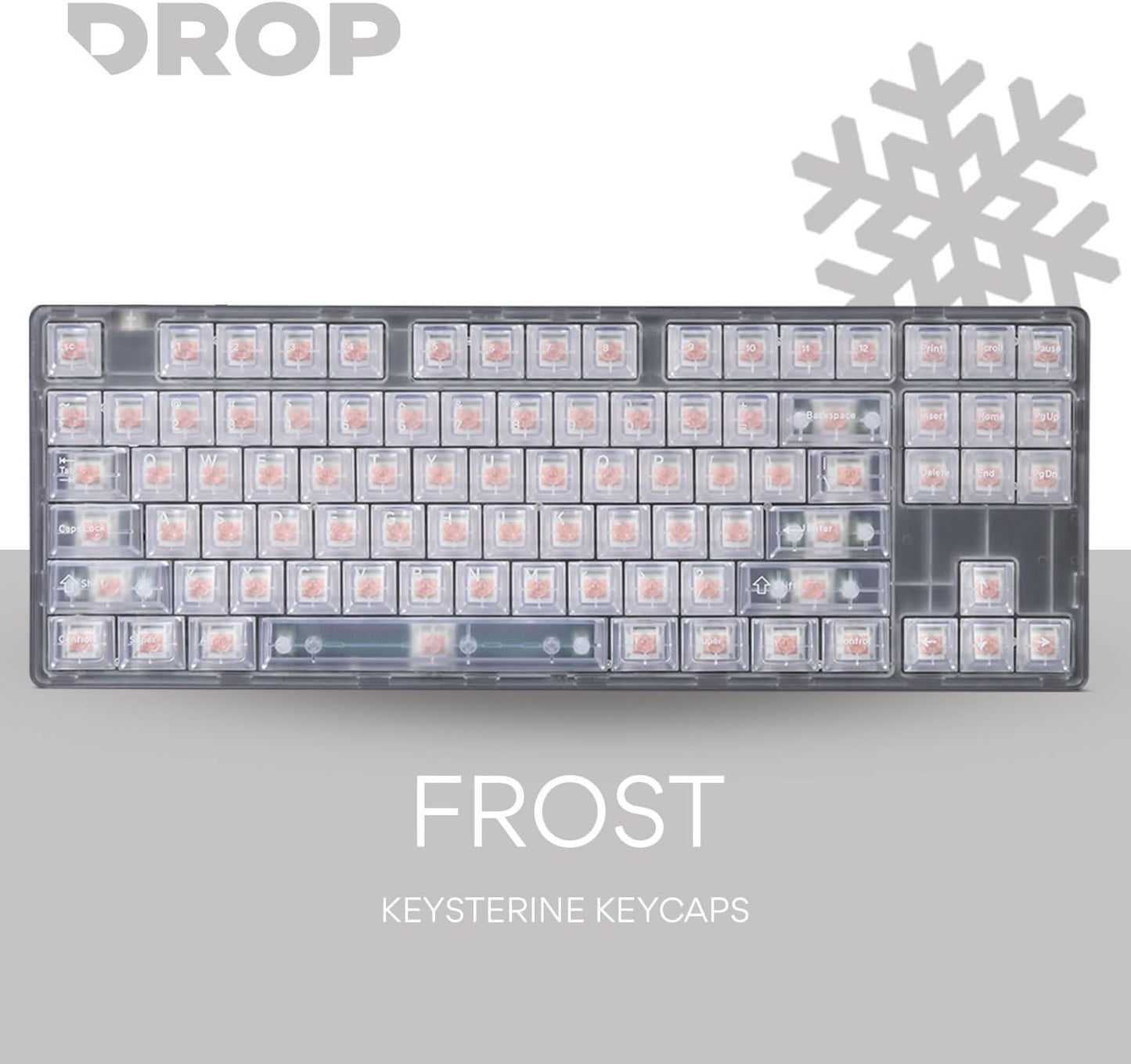 DROP + MiTo Keysterine Transparent ABS Keycap Set R2 - Frost - 60%, 65%, 75%, TKL, WKL, 1800, 96-Key, Full-Size and More Cherry MX Style Keyboard Compatibility
