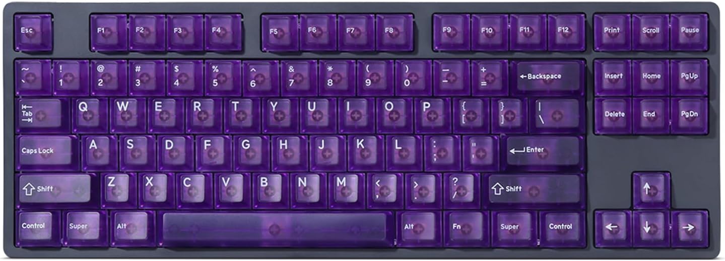 DROP + MiTo Keysterine Transparent ABS Keycap Set R2 - Grape - 60%, 65%, 75%, TKL, WKL, 1800, 96-Key, Full-Size and More Cherry MX Style Keyboard Compatibility