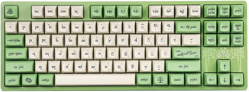DROP + The Lord of The Rings™ Elvish TKL Mechanical Keyboard - MT3 Profile Keycaps with Accent Keys - Holy Panda X Tactile Switches - PBT Dye-Sub Keycaps - LED Backlight - Green
