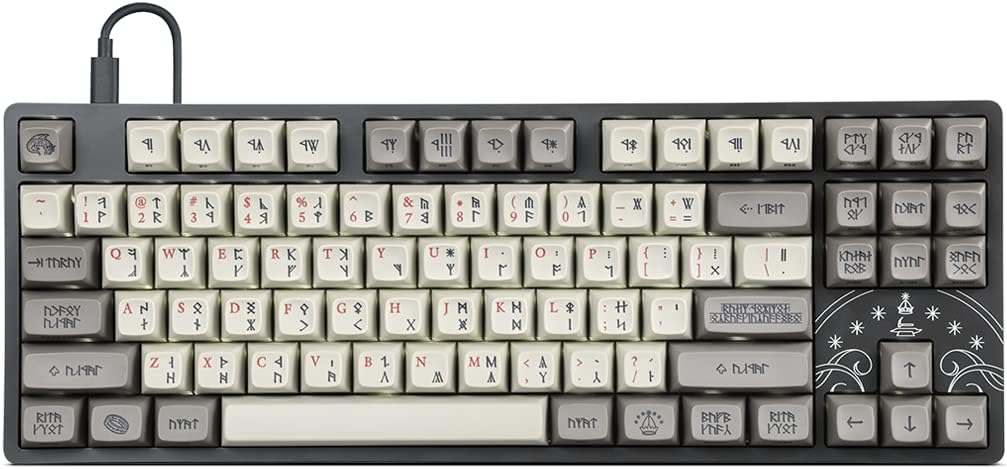 DROP + The Lord of The Rings™ Dwarvish TKL Mechanical Keyboard - MT3 Profile Keycaps with Accent Keys - Holy Panda X Tactile Switches - PBT Dye-Sub Keycaps - LED Backlight - Dark Gray