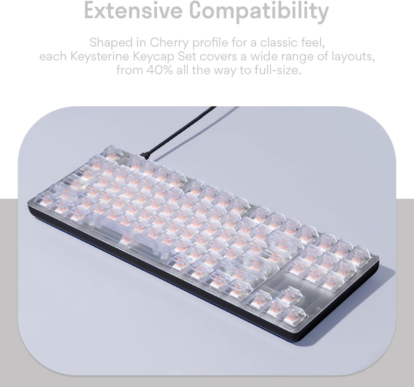 DROP + MiTo Keysterine Transparent ABS Keycap Set R2 - Frost - 60%, 65%, 75%, TKL, WKL, 1800, 96-Key, Full-Size and More Cherry MX Style Keyboard Compatibility