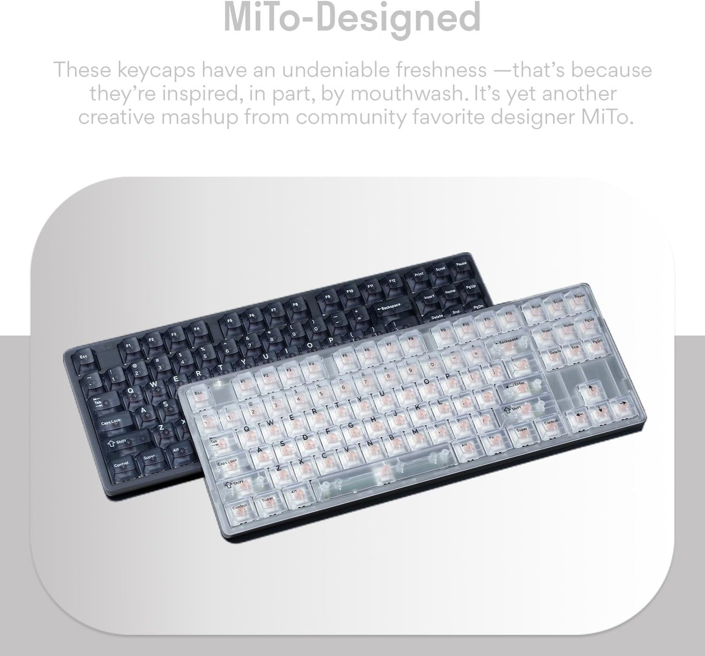 DROP + MiTo Keysterine Transparent ABS Keycap Set R2 - Frost - 60%, 65%, 75%, TKL, WKL, 1800, 96-Key, Full-Size and More Cherry MX Style Keyboard Compatibility