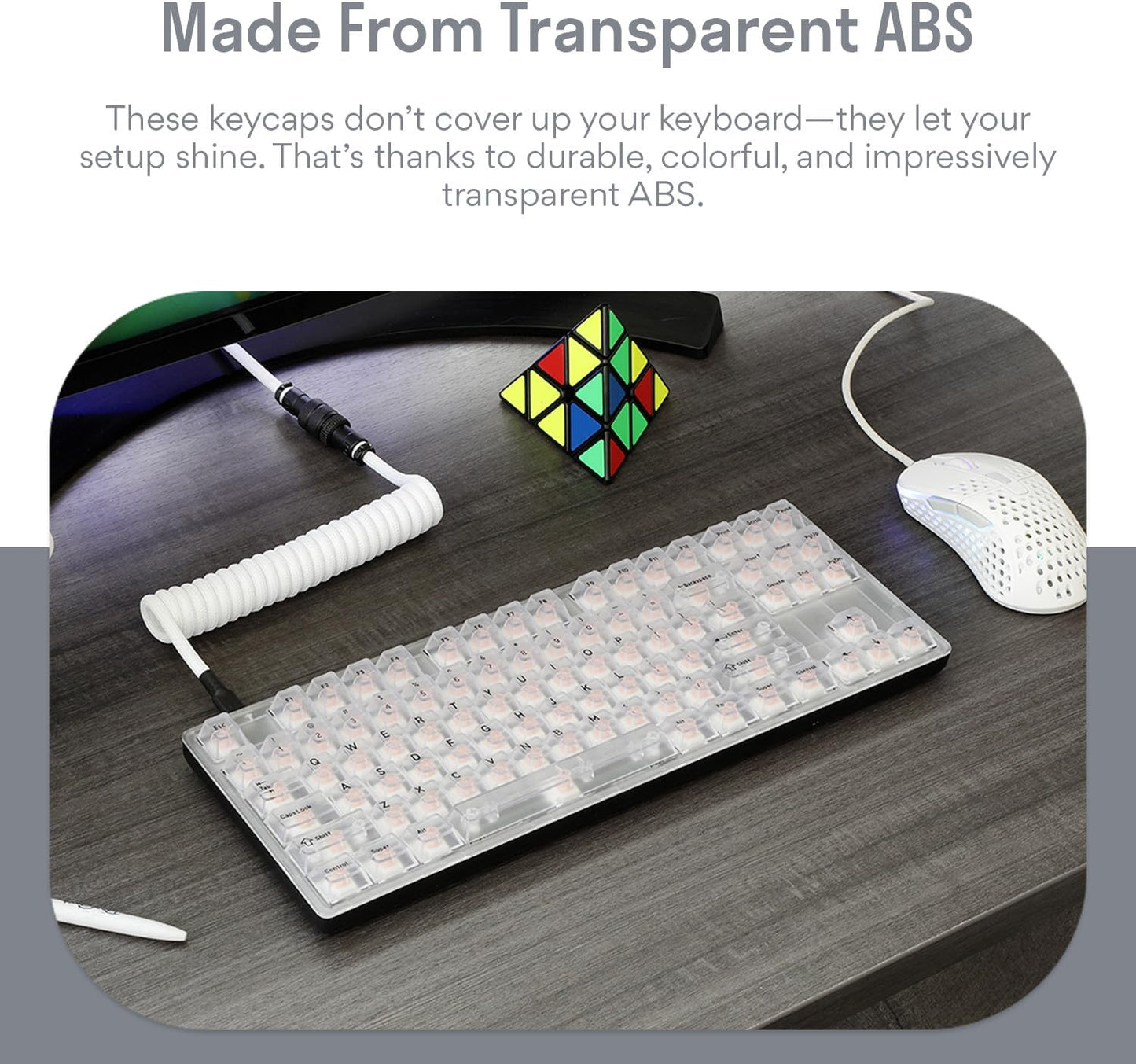 DROP + MiTo Keysterine Transparent ABS Keycap Set R2 - Arctic - 60%, 65%, 75%, TKL, WKL, 1800, 96-Key, Full-Size and More Cherry MX Style Keyboard Compatibility