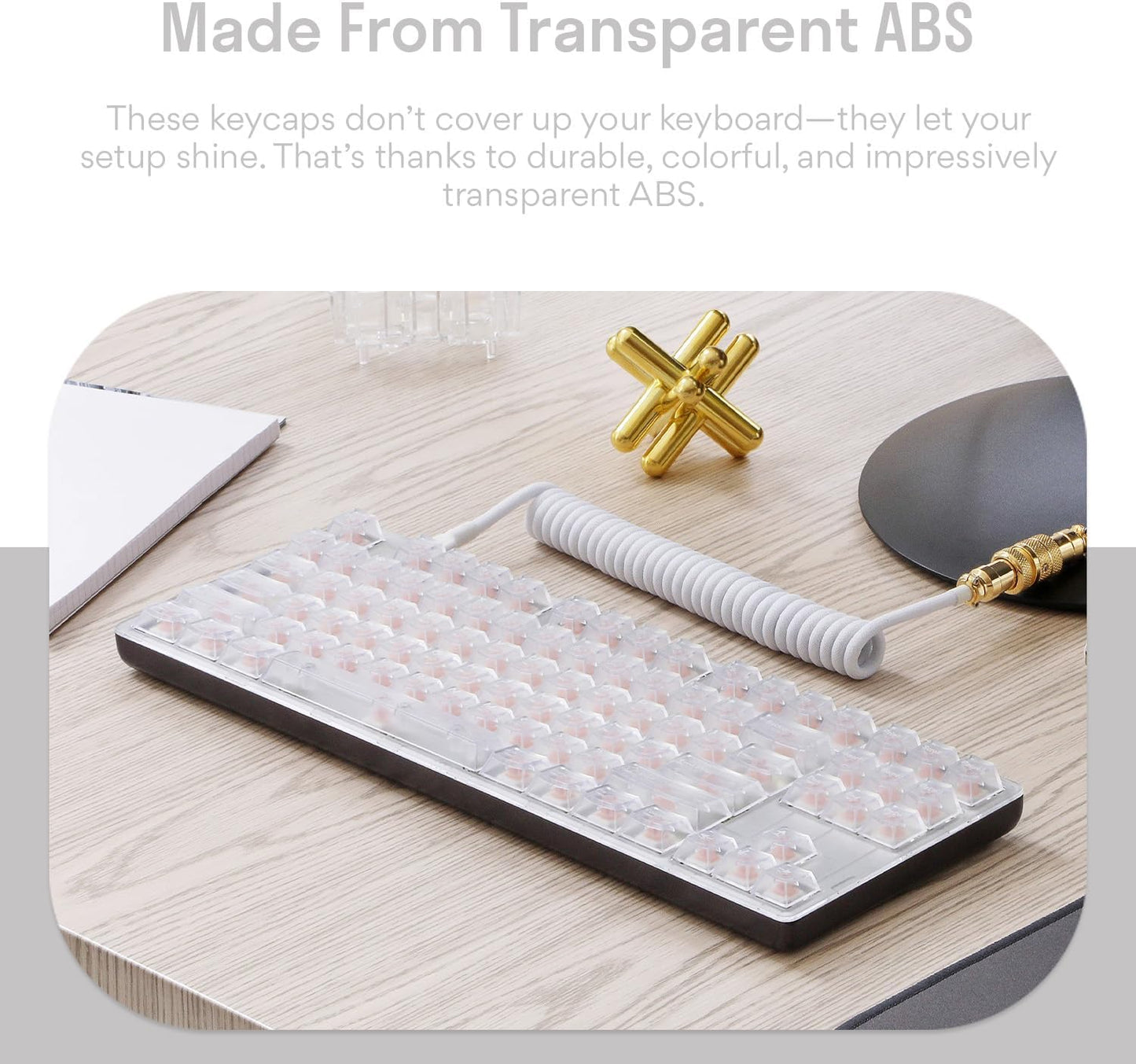 DROP + MiTo Keysterine Transparent ABS Keycap Set R2 - Frost - 60%, 65%, 75%, TKL, WKL, 1800, 96-Key, Full-Size and More Cherry MX Style Keyboard Compatibility