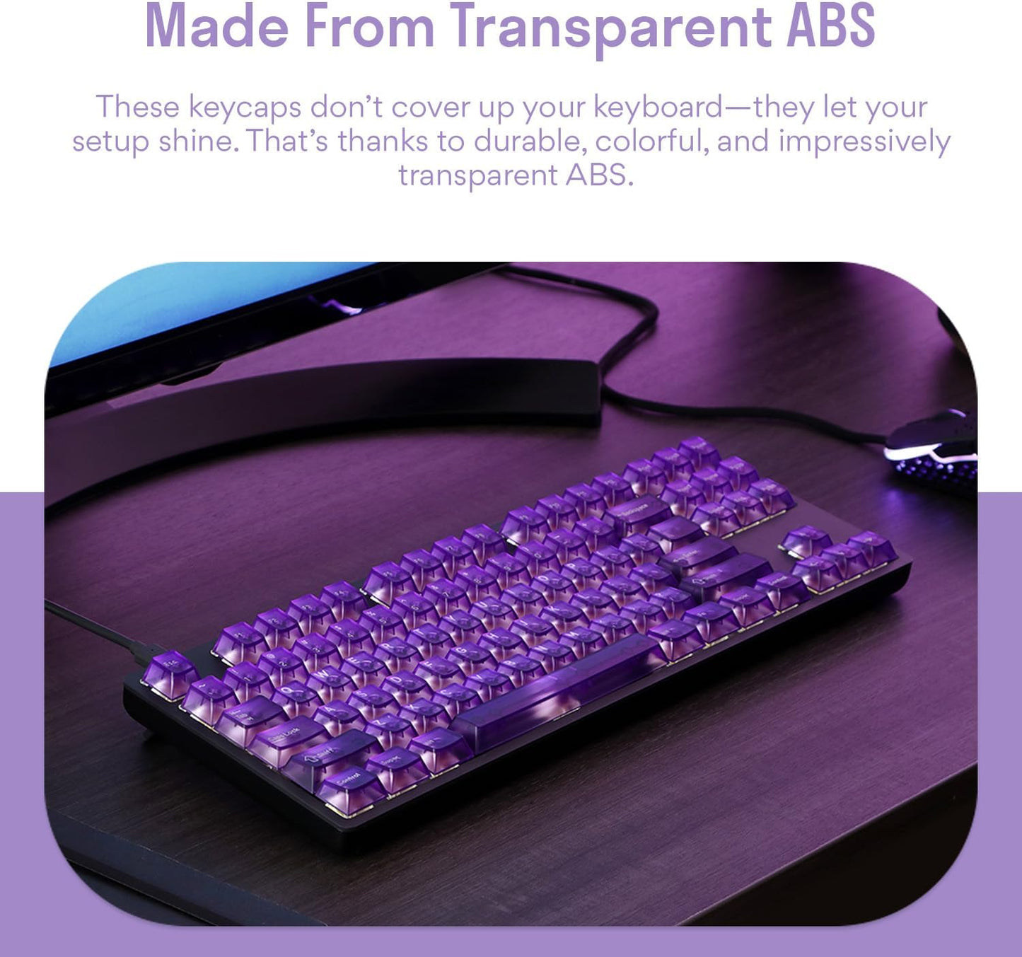 DROP + MiTo Keysterine Transparent ABS Keycap Set R2 - Grape - 60%, 65%, 75%, TKL, WKL, 1800, 96-Key, Full-Size and More Cherry MX Style Keyboard Compatibility