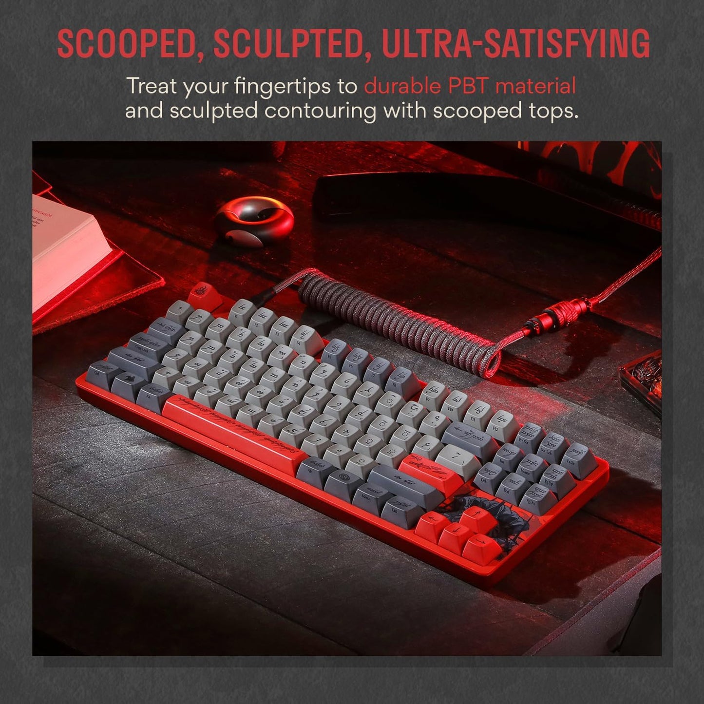 DROP + The Lord of The Rings™ Ringwraith™ TKL Mechanical Keyboard - MT3 Profile Keycaps with Accent Keys - Holy Panda X Tactile Switches - PBT Dye-Sub Keycaps - LED Backlight - Red