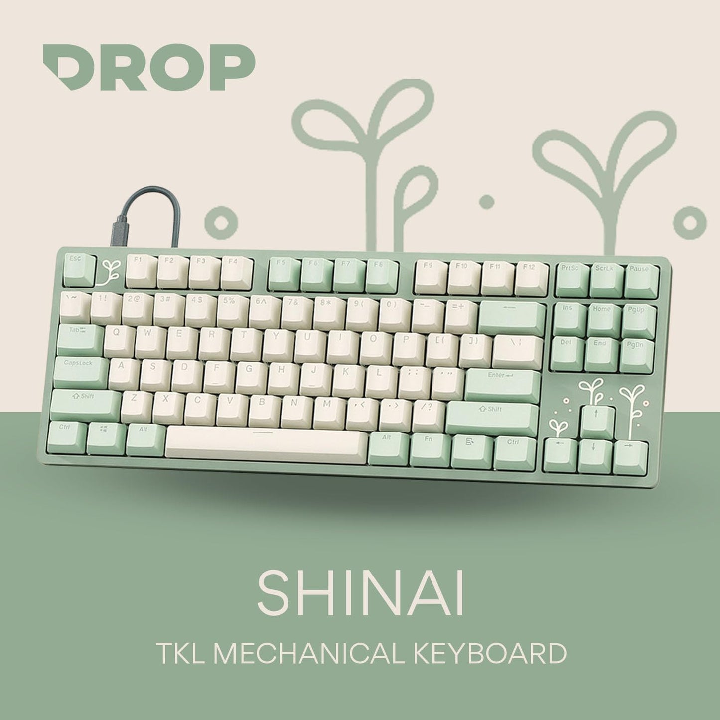 DROP Expression Series Shinai TKL Mechanical Keyboard - Holy Panda X Tactile Switches - PBT Double-Shot Keycaps - LED Backlight - Green