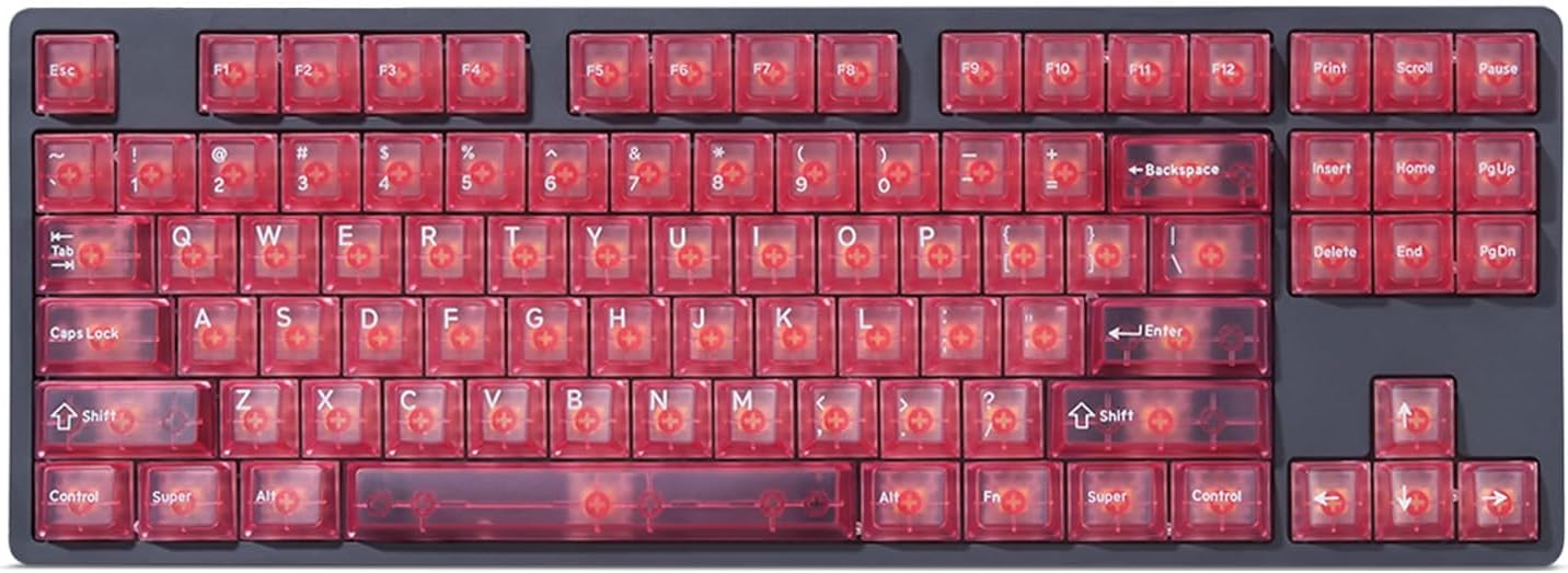 DROP + MiTo Keysterine Transparent ABS Keycap Set R2 - Raspberry - 60%, 65%, 75%, TKL, WKL, 1800, 96-Key, Full-Size and More Cherry MX Style Keyboard Compatibility