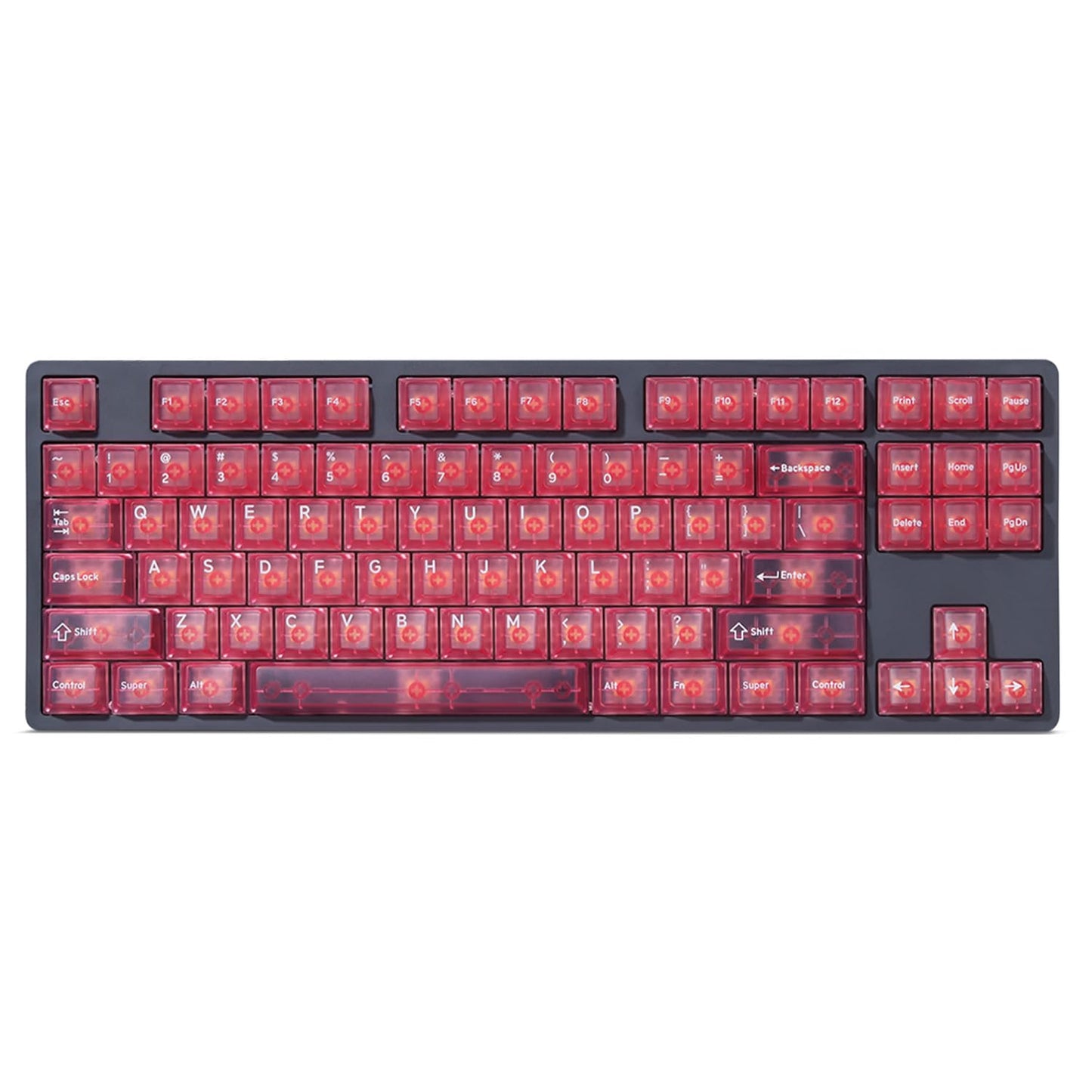DROP + MiTo Keysterine Transparent ABS Keycap Set R2 - Raspberry - 60%, 65%, 75%, TKL, WKL, 1800, 96-Key, Full-Size and More Cherry MX Style Keyboard Compatibility
