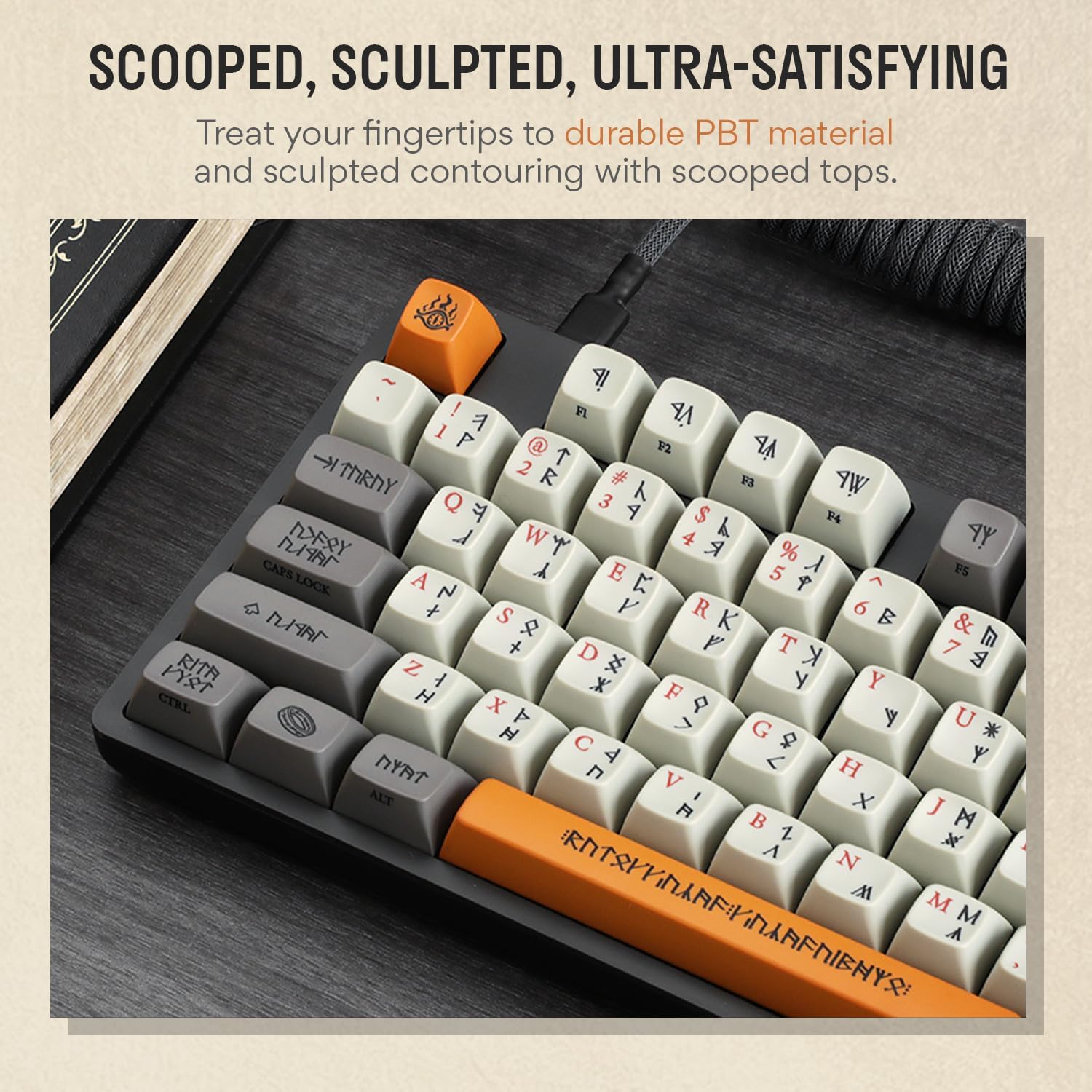DROP + The Lord of The Rings™ Dwarvish TKL Mechanical Keyboard - MT3 Profile Keycaps with Accent Keys - Holy Panda X Tactile Switches - PBT Dye-Sub Keycaps - LED Backlight - Dark Gray