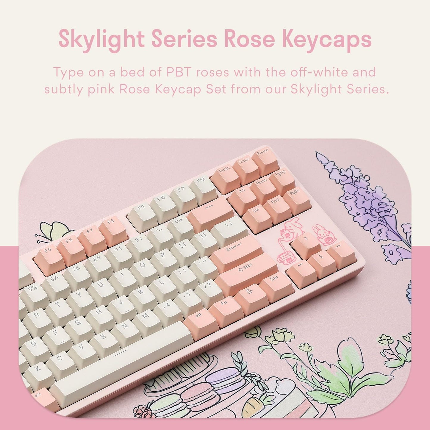 DROP Expression Series Keyblossom TKL Mechanical Keyboard - Holy Panda X Tactile Switches - PBT Double-Shot Keycaps - LED Backlight - Pink