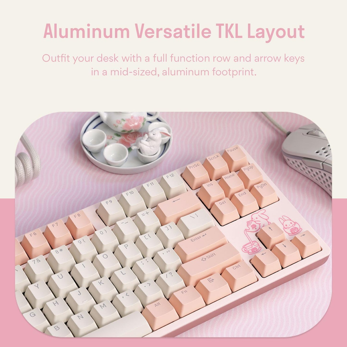 DROP Expression Series Keyblossom TKL Mechanical Keyboard - Holy Panda X Tactile Switches - PBT Double-Shot Keycaps - LED Backlight - Pink