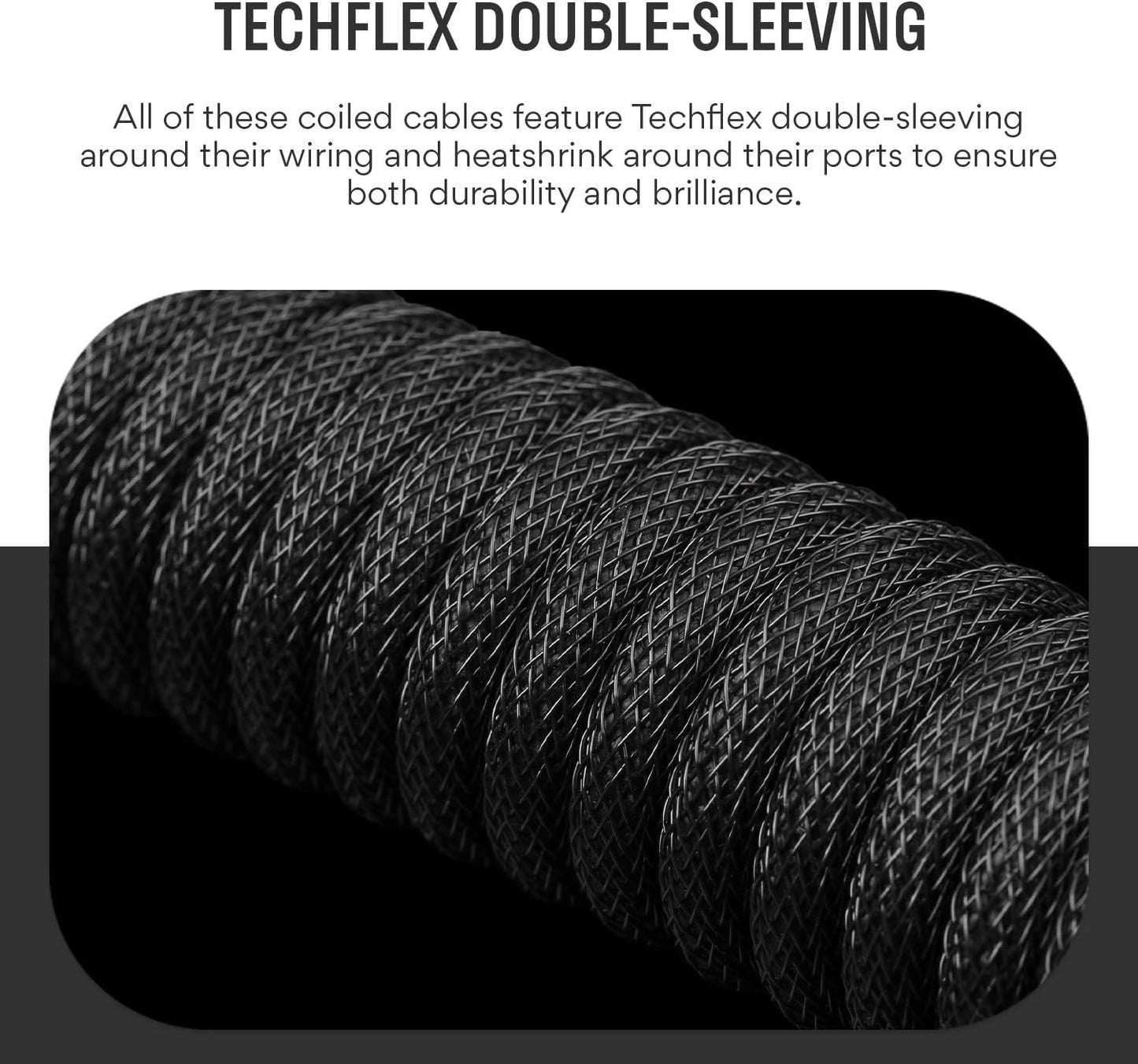 DROP Black and White Coiled Keyboard Cable - Aviator Connector - Black