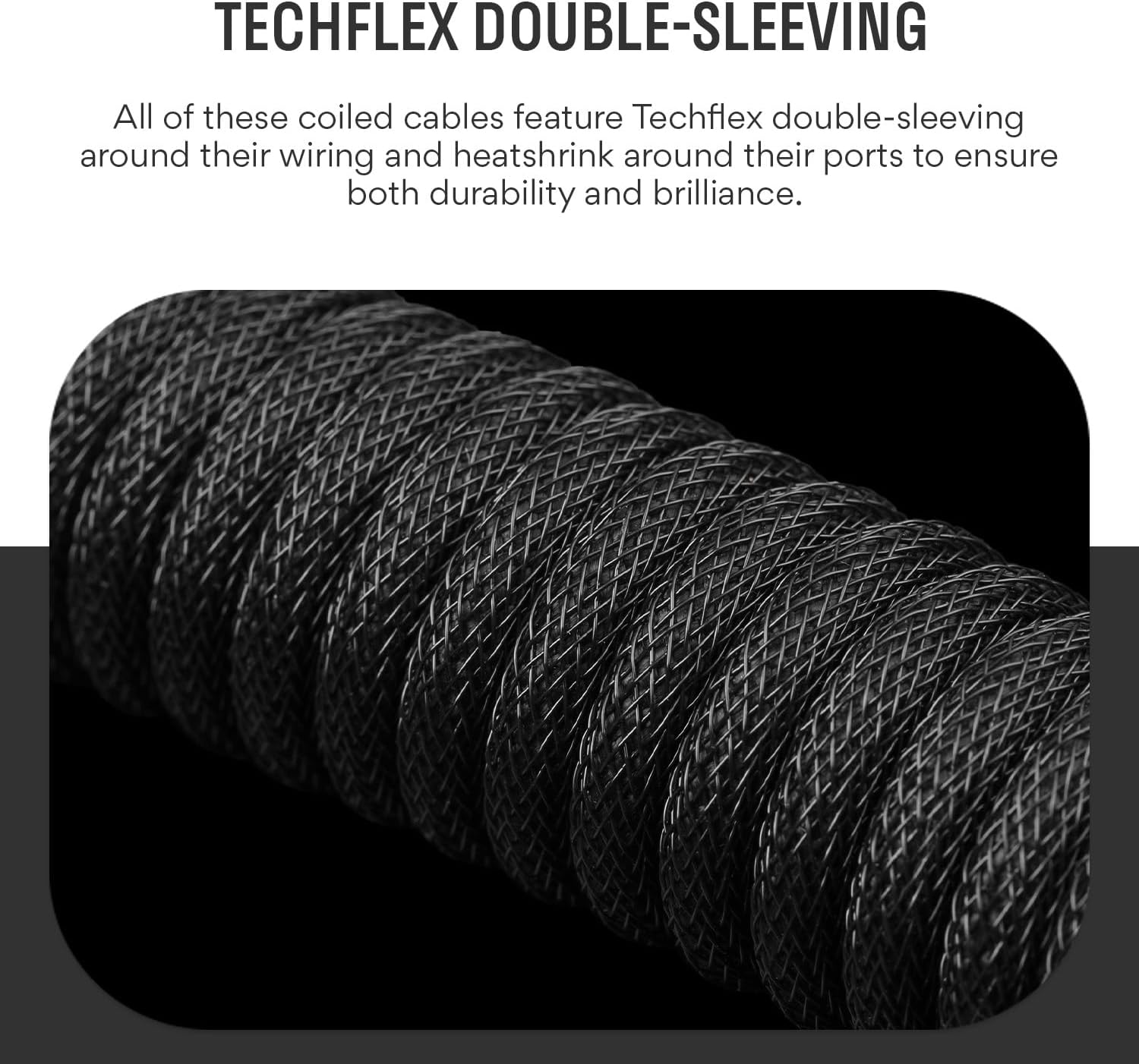 DROP Black and White Coiled Keyboard Cable - Aviator Connector - Black