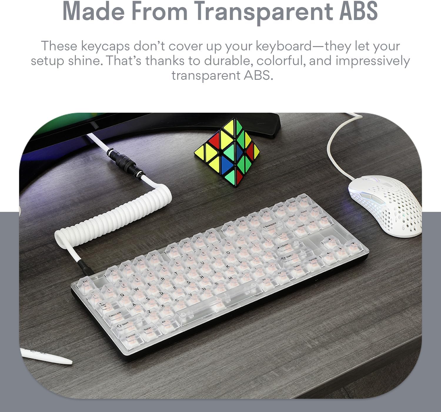 DROP + MiTo Keysterine Transparent ABS Keycap Set R2 - Arctic - 60%, 65%, 75%, TKL, WKL, 1800, 96-Key, Full-Size and More Cherry MX Style Keyboard Compatibility