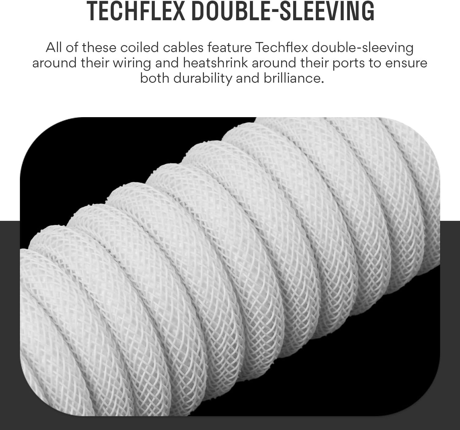 DROP Black and White Coiled Keyboard Cable - Aviator Connector - Black-on-White