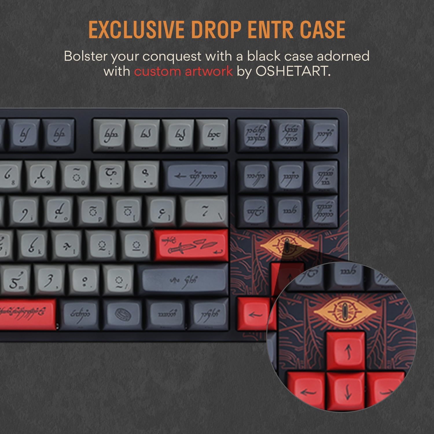 DROP + The Lord of The Rings™ Black Speech TKL Mechanical Keyboard - MT3 Profile Keycaps with Accent Keys - Holy Panda X Tactile Switches - PBT Dye-Sub Keycaps - LED Backlight - Black