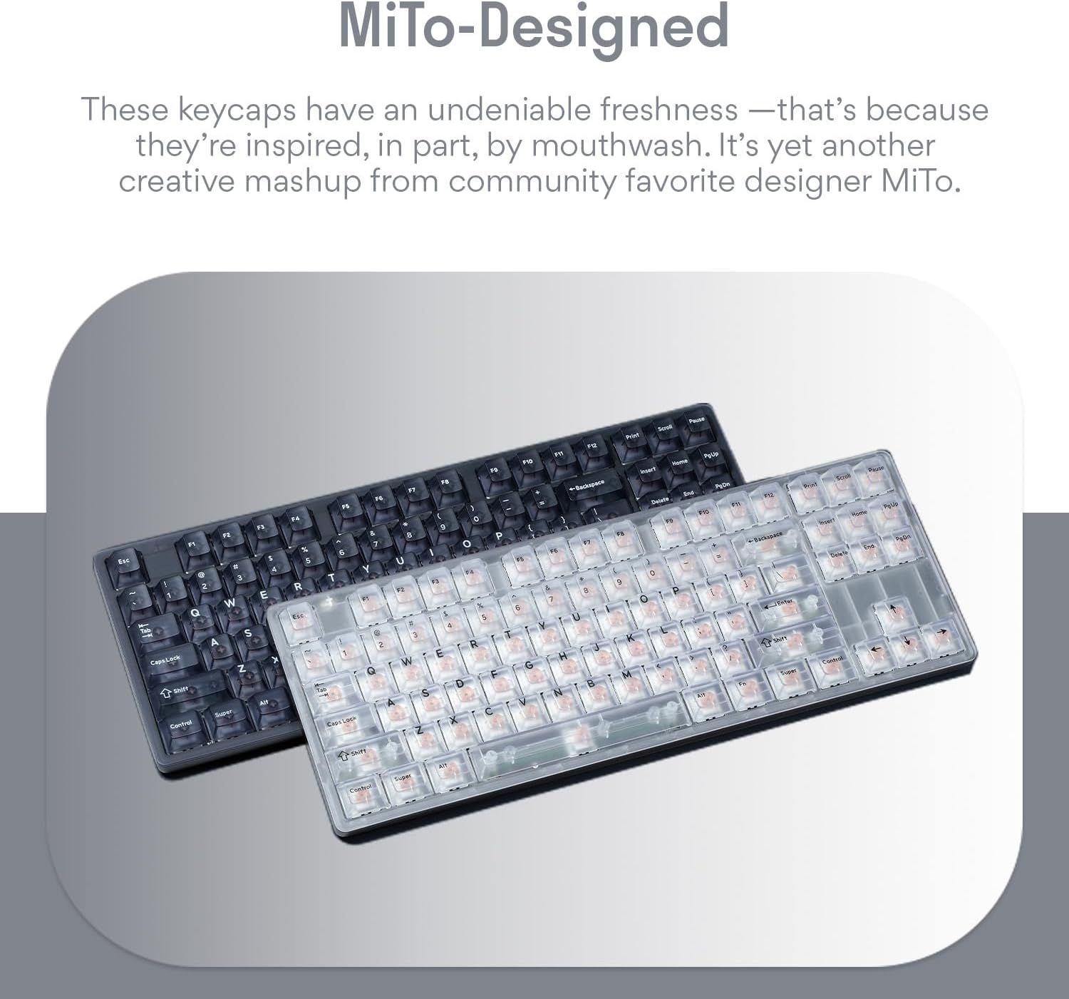 DROP + MiTo Keysterine Transparent ABS Keycap Set R2 - Arctic - 60%, 65%, 75%, TKL, WKL, 1800, 96-Key, Full-Size and More Cherry MX Style Keyboard Compatibility