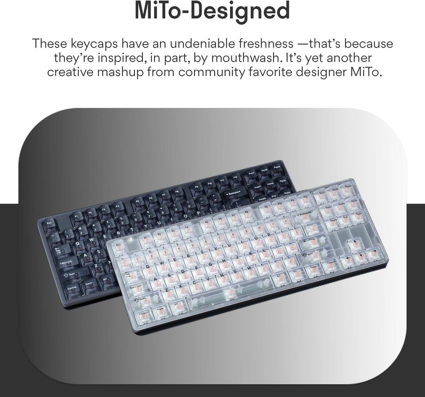 DROP + MiTo Keysterine Transparent ABS Keycap Set R2 - Smoke - 60%, 65%, 75%, TKL, WKL, 1800, 96-Key, Full-Size and More Cherry MX Style Keyboard Compatibility