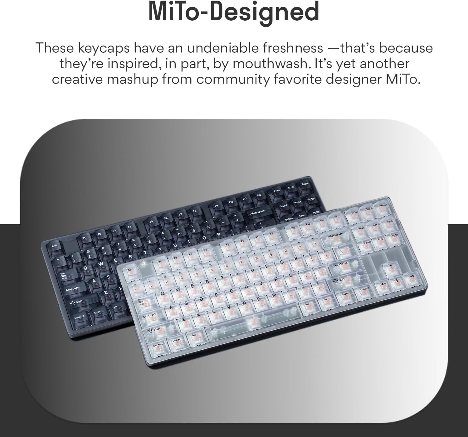 DROP + MiTo Keysterine Transparent ABS Keycap Set R2 - Smoke - 60%, 65%, 75%, TKL, WKL, 1800, 96-Key, Full-Size and More Cherry MX Style Keyboard Compatibility